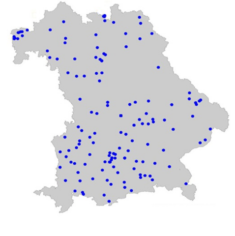 Regionale Verteilung der Datensätze in Bayern